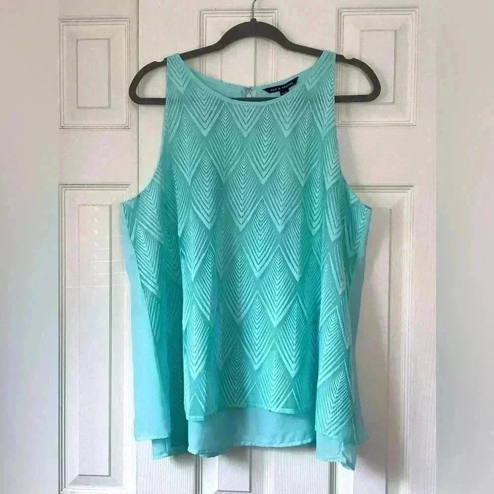 NWT Zac and Rachel tank top Beautiful sky blue tank top with draped back Size XL